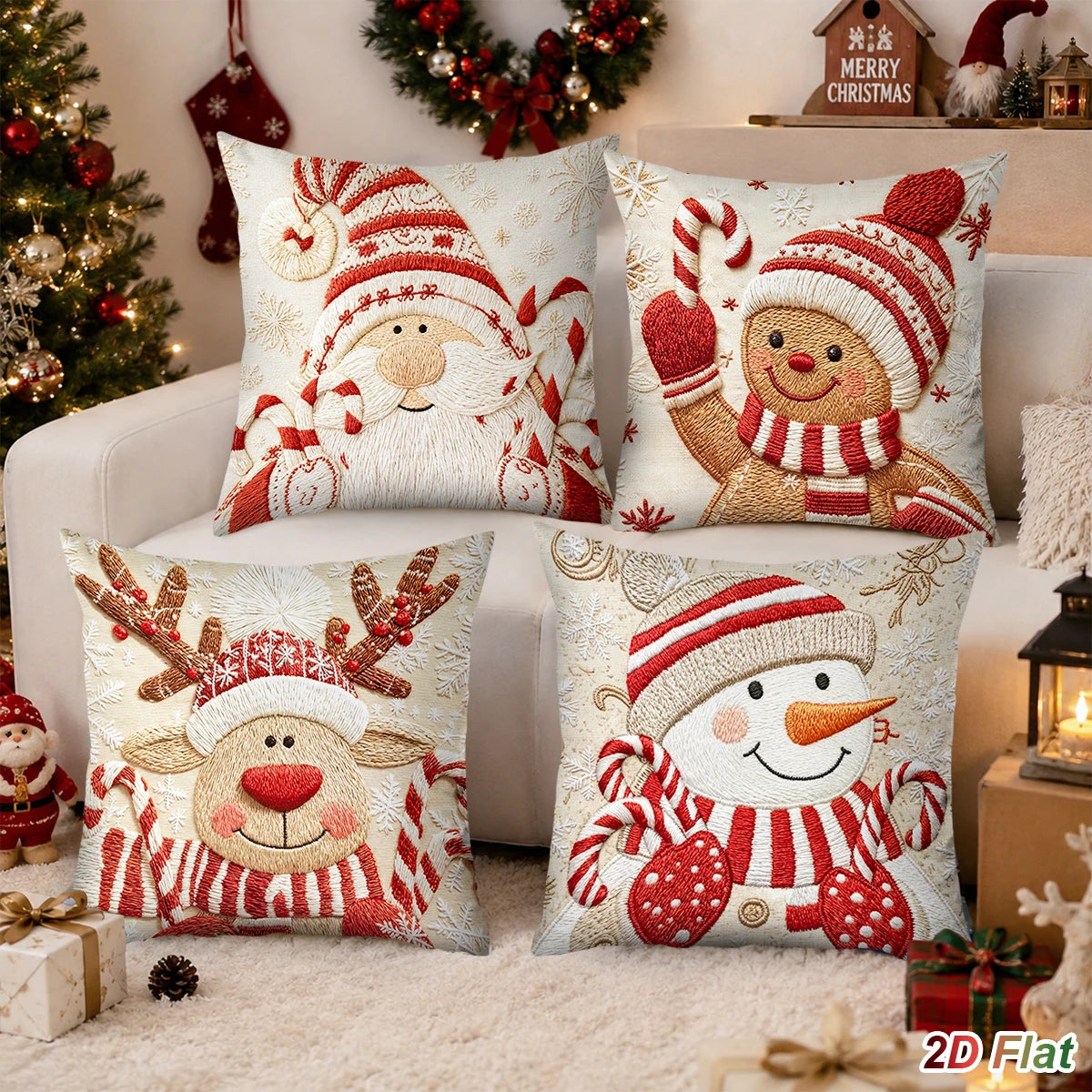 Christmas Pillowcases Merry Christmas Decorations for Home 2026 Xmas Snowman Elk Sofa Cushion Cover Navidad Natal New Year 2027