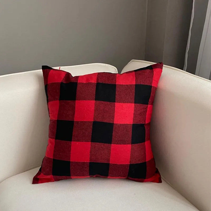 Christmas Plaid Decor Throw Pillow Covers Scottish Tartan Cushion Case for Farmhouse Home Square Pillow Case Cushion Pillowcase