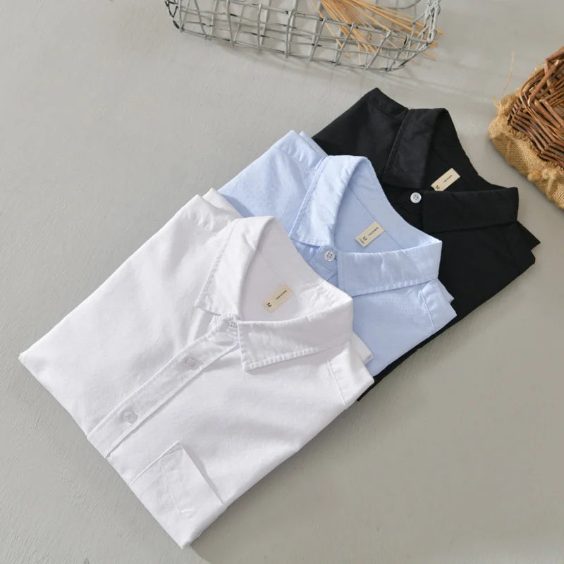 Spring Pink Shirts For Men Autumn Casual Slim Fit 100% Cotton Oxford Long Sleeve Shirt Men's Vintage button down shirt Clothes
