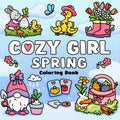 Anti-Stress Spring Coloring Book for Adults Cozy Girl Kawaii Easter Floral Scenes Relaxation Art Therapy Book