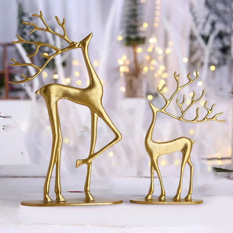 Reindeer Christmas Decor, Resin Reindeer Figurines, Modern Minimalist Xmas Sculpture, Elegant Indoor Holiday Decor
