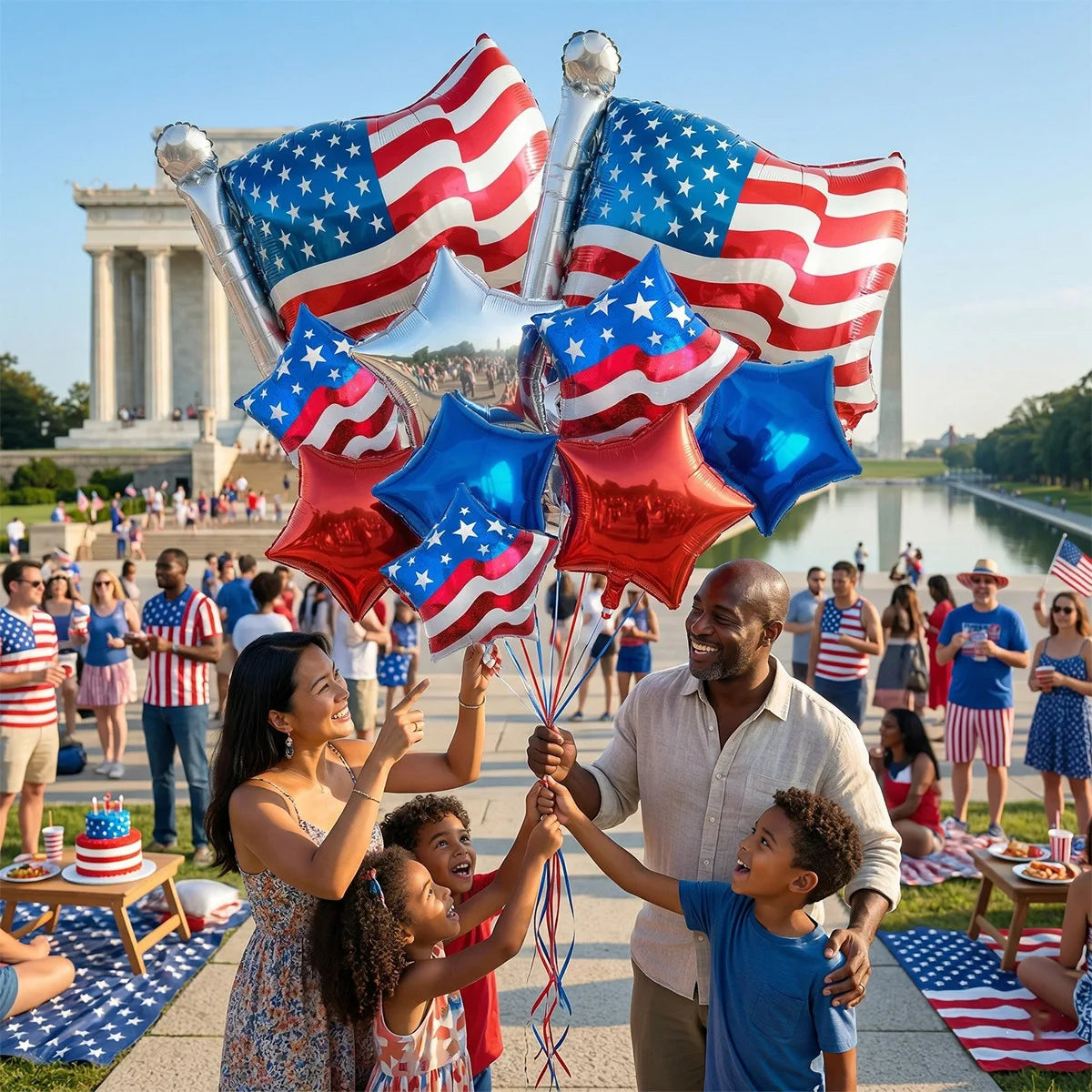 12Pcs 18inch USA Theme Party Decoration Foil Star Balloon American Flag Balloons Set Independence Day 4th Of July Party Decor