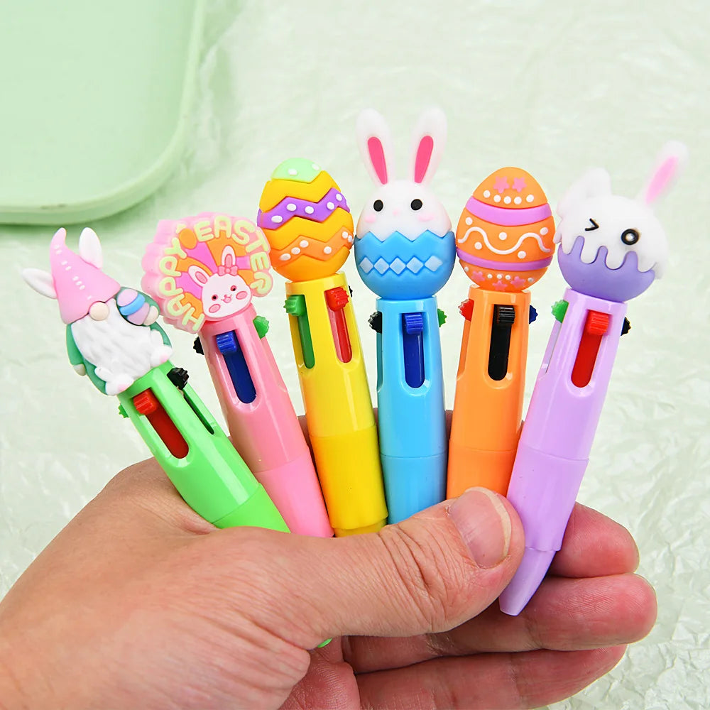 5-30Pcs Cartoon Easter Theme Four Color Pens Easter Carnival Party Birthday Wedding School Kindergarten Gift Prize Basket Filler
