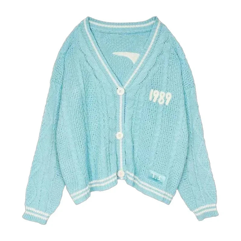Lover Cardigan with Star Embroidery Pink Heart Cosy Soft Knit TS Cardigan Tay Sweater Jacket Vintage Fall Winter 1989 Sweater