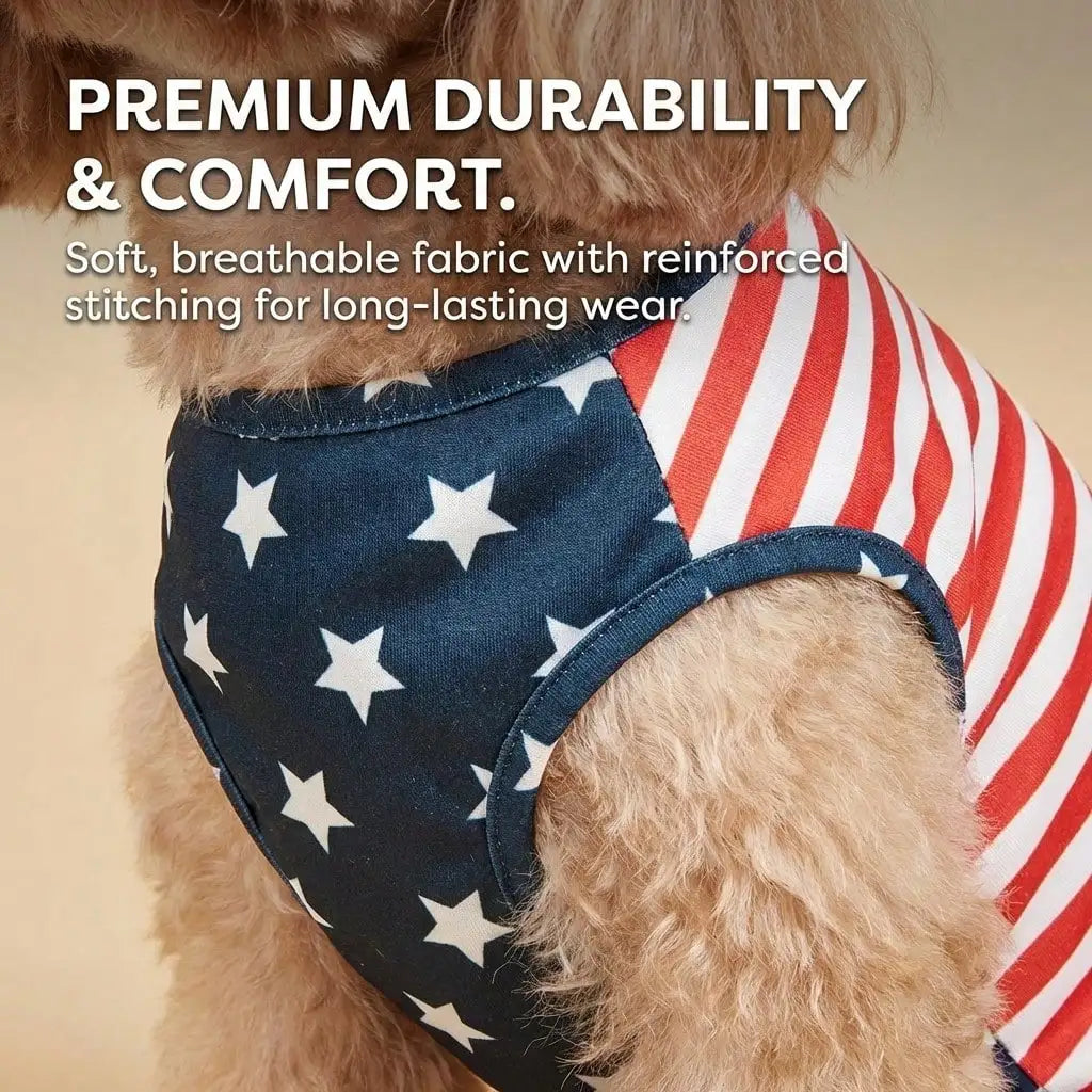 4th of July Dog Dress, Cute Dog Girl Clothes Memorial Day Dog Outfits Patriotic Independence Day Dog Vest Doggie T-Shirt Pet Cat