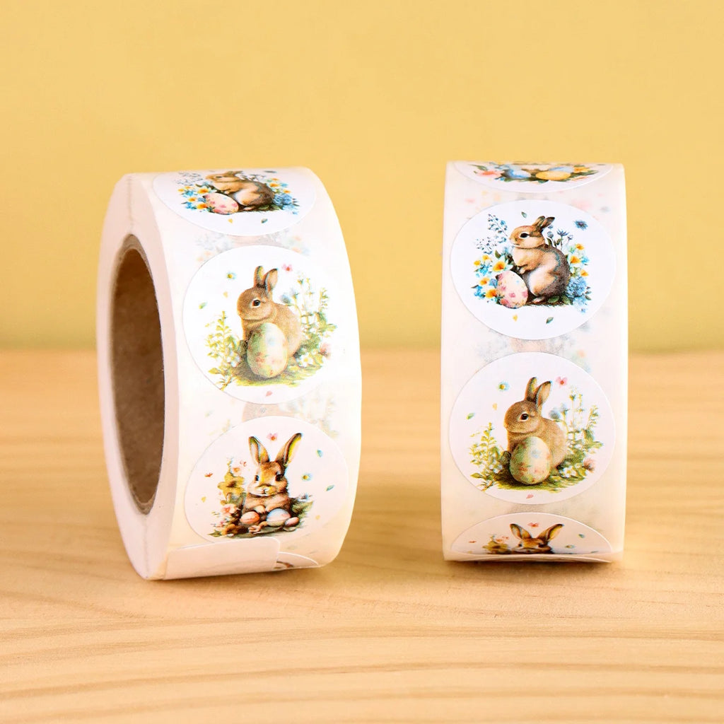 500pcs Easter Rabbits Round Stickers Cartoon Bunny Easter Egg Stickers Label Easter Party Envelope Gift Seal Sticker Label Decal