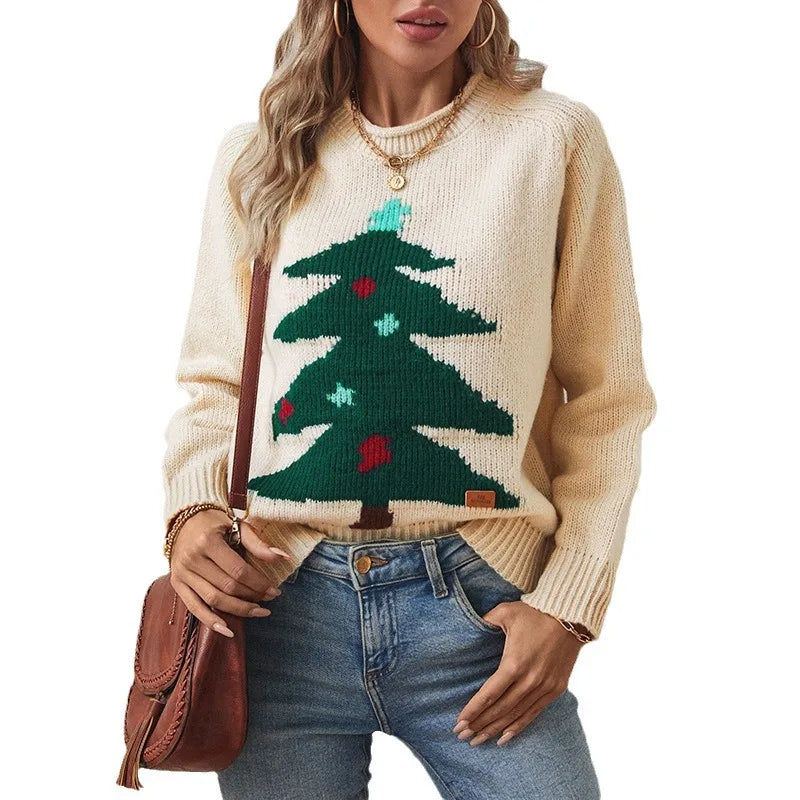 Christmas Sweater Christmas Tree Turtleneck Loose Holiday Women's Autumn and Winter Sweater