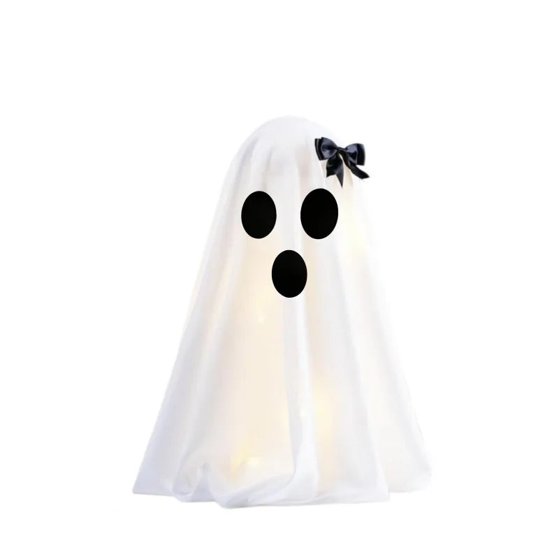 Halloween Ghost Decoration Glowing Desktop Ghost Standing Ornament Haunted Hanging Ghost Decor for Table Home Party Night Gift