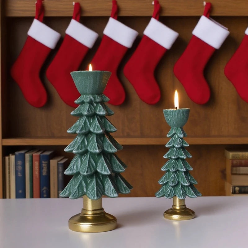 Christmas Tree Candle Holder, Creative Holiday Resin Craft, Christmas Atmosphere Decoration Ornament