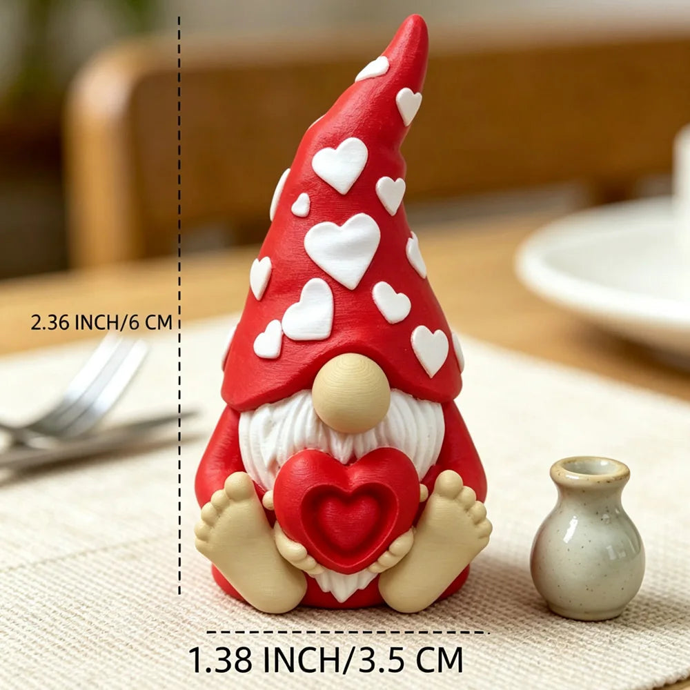 Romantic Valentine's Day Gnome Statue, Adorable Desktop Ornament, Car Ornament, Sculpture Ornaments, Bookshelf Garden Ornaments