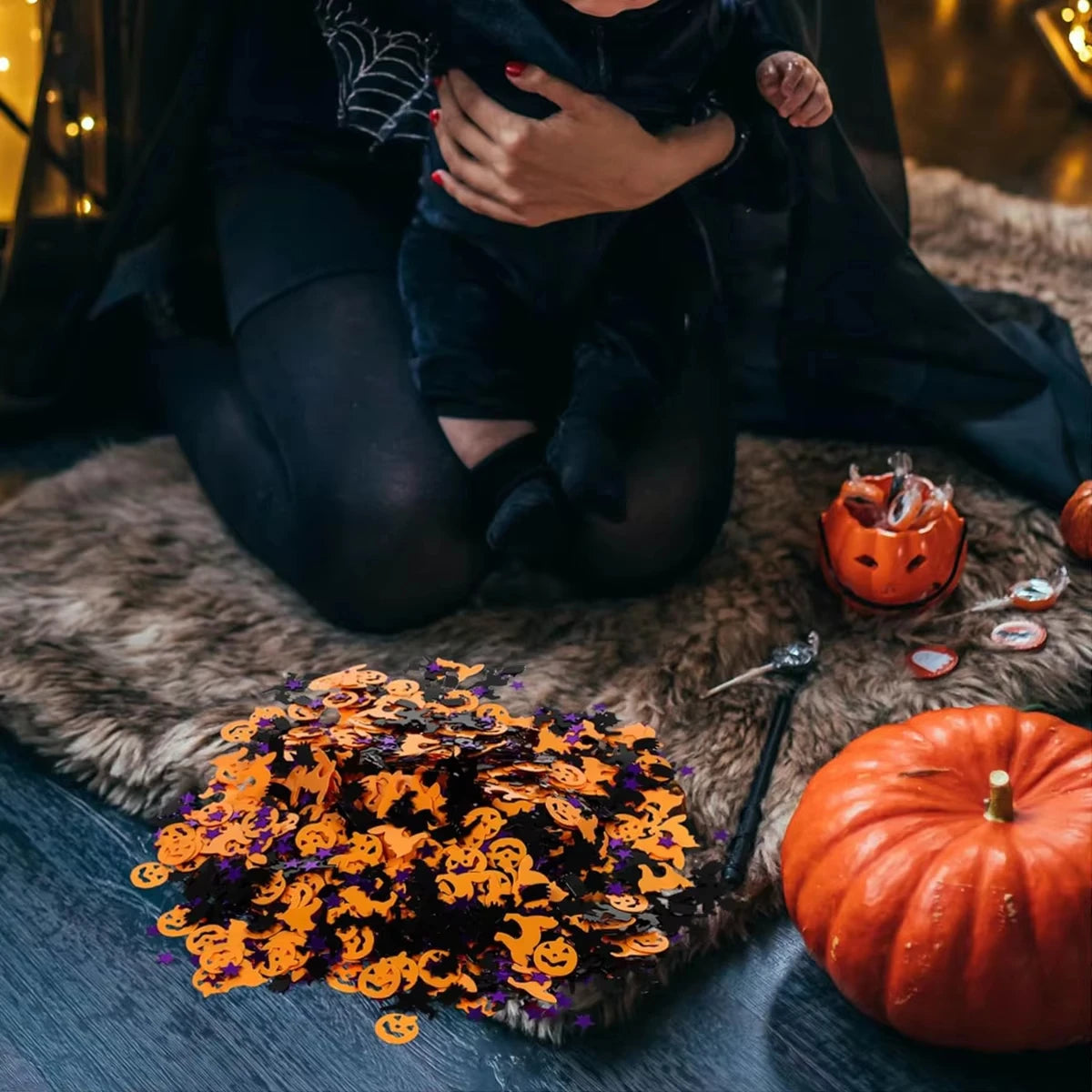 Halloween Confetti Decorations Table Decorations Paper Glitter Decorations with Ghosts Pumpkins Spiders for Party Sup