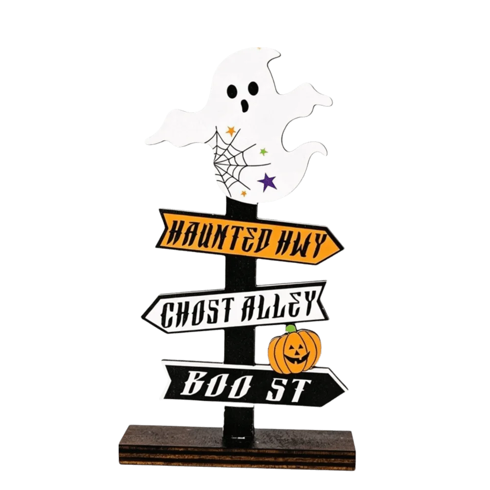 Gothic Style Halloween Ghost Ornament Handmade Wood Pumpkin Ghost Decor Atmosphere Decor Wooden Desktop Ornament Halloween Party
