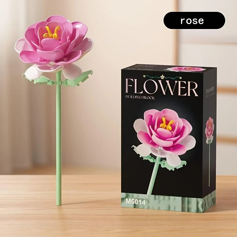 Romantic building block flower decorations, festival gifts, small building block bouquets, handmade bouquets, Valentine's Day