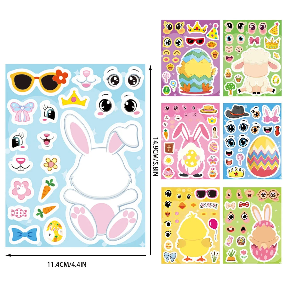 8/16/24PCS Cartoon Easter Animal Easter Egg Rabbit Sheep Puzzle Stickers Wholesale Cute Animal Stickers