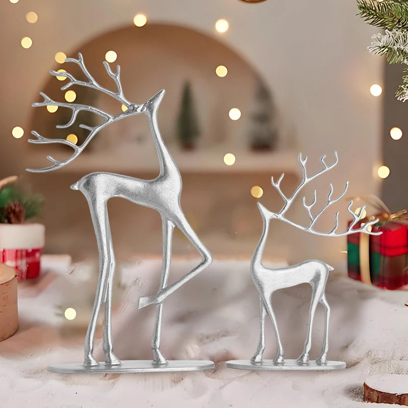 Reindeer Christmas Decor, Resin Reindeer Figurines, Modern Minimalist Xmas Sculpture, Elegant Indoor Holiday Decor