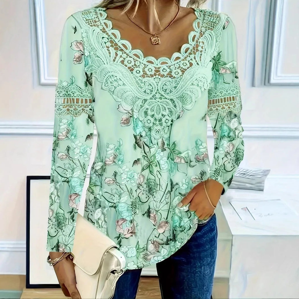 Spring New Elegant Casual Woman T-Shirt Fashion Loose T-Shirt Temperament Long Sleeve Holiday Weekend Female Blouses