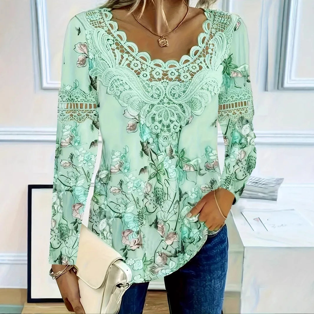 Spring New Elegant Casual Woman T-Shirt Fashion Loose T-Shirt Temperament Long Sleeve Holiday Weekend Female Blouses