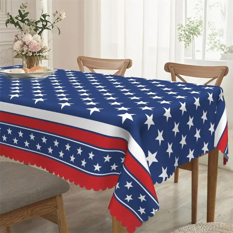 American Flags Patriotic Tablecloth Stars And Stripe Table Cover For 4th Of July Memorial Day Indoor Outdoor Use 37JD