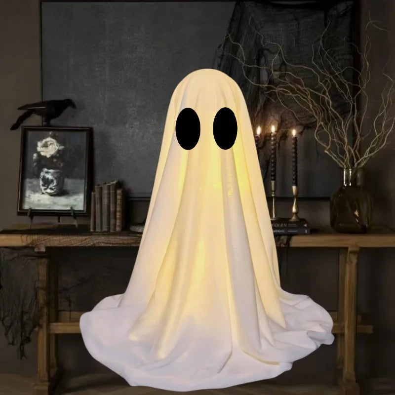 Halloween Ghost Decoration Glowing Desktop Ghost Standing Ornament Haunted Hanging Ghost Decor for Table Home Party Night Gift