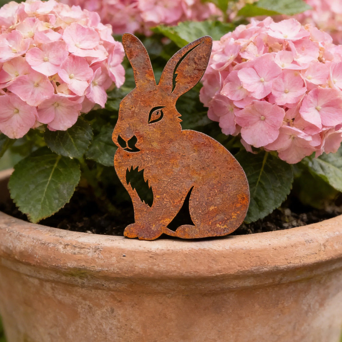 Easter Bunny Metal Art Decor Garden Flower pots Lawn Rabbit Iron Home Outdoor Animal Theme Sculpture Decor Sign