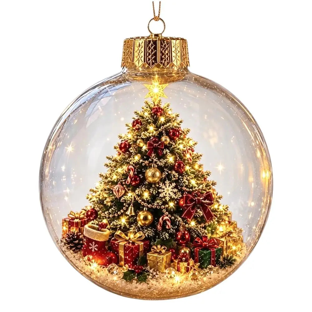 Christmas Story Decorations With Lights Creative Nutcracker Reindeer Snowman Glowing Christmas Tree Decor Pendant Crystal ball