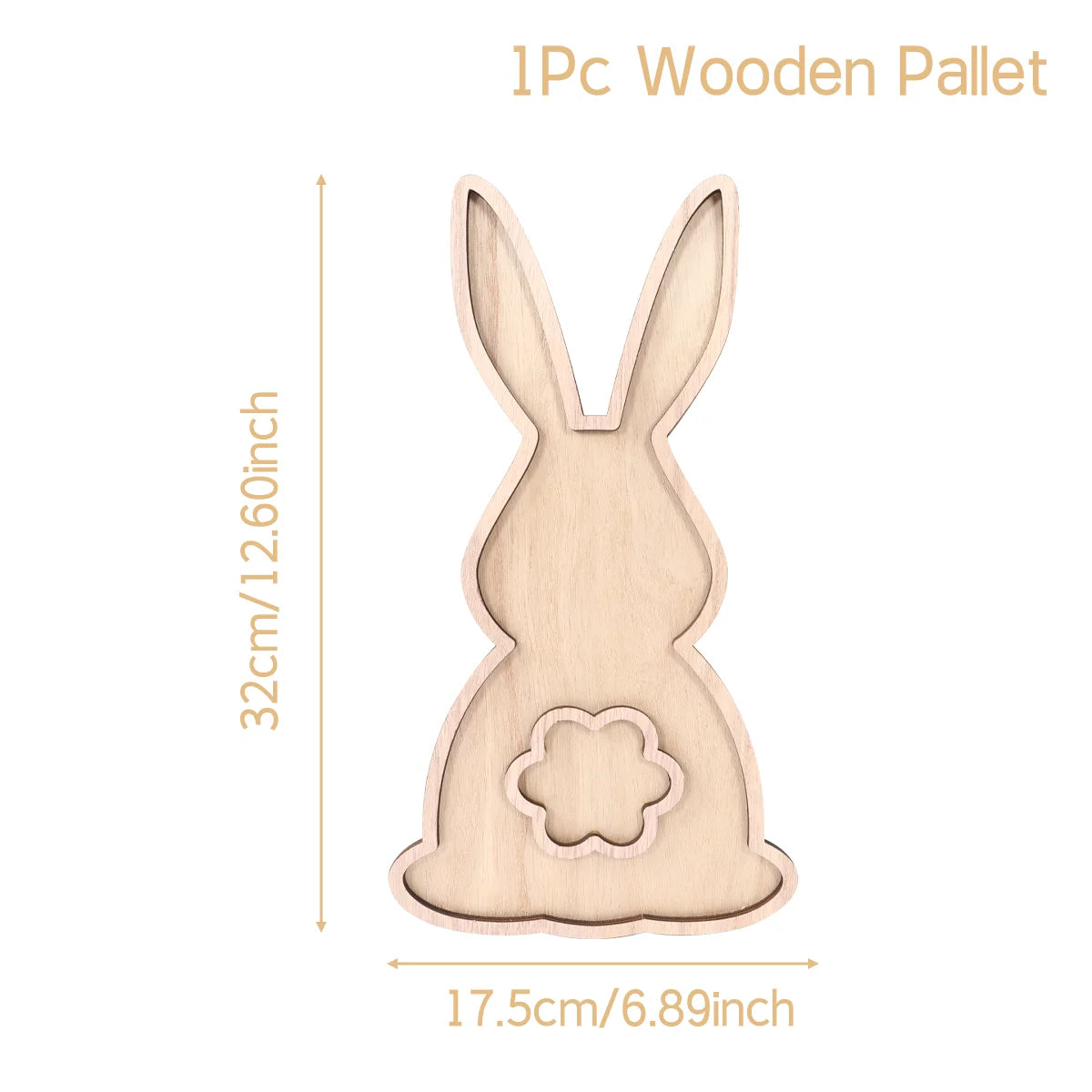 Easter Bunny Egg Wooden Tray Food Plate Fruit Serving Bread Display Wooden Spring Decor  Cake Decor Easter Supplies