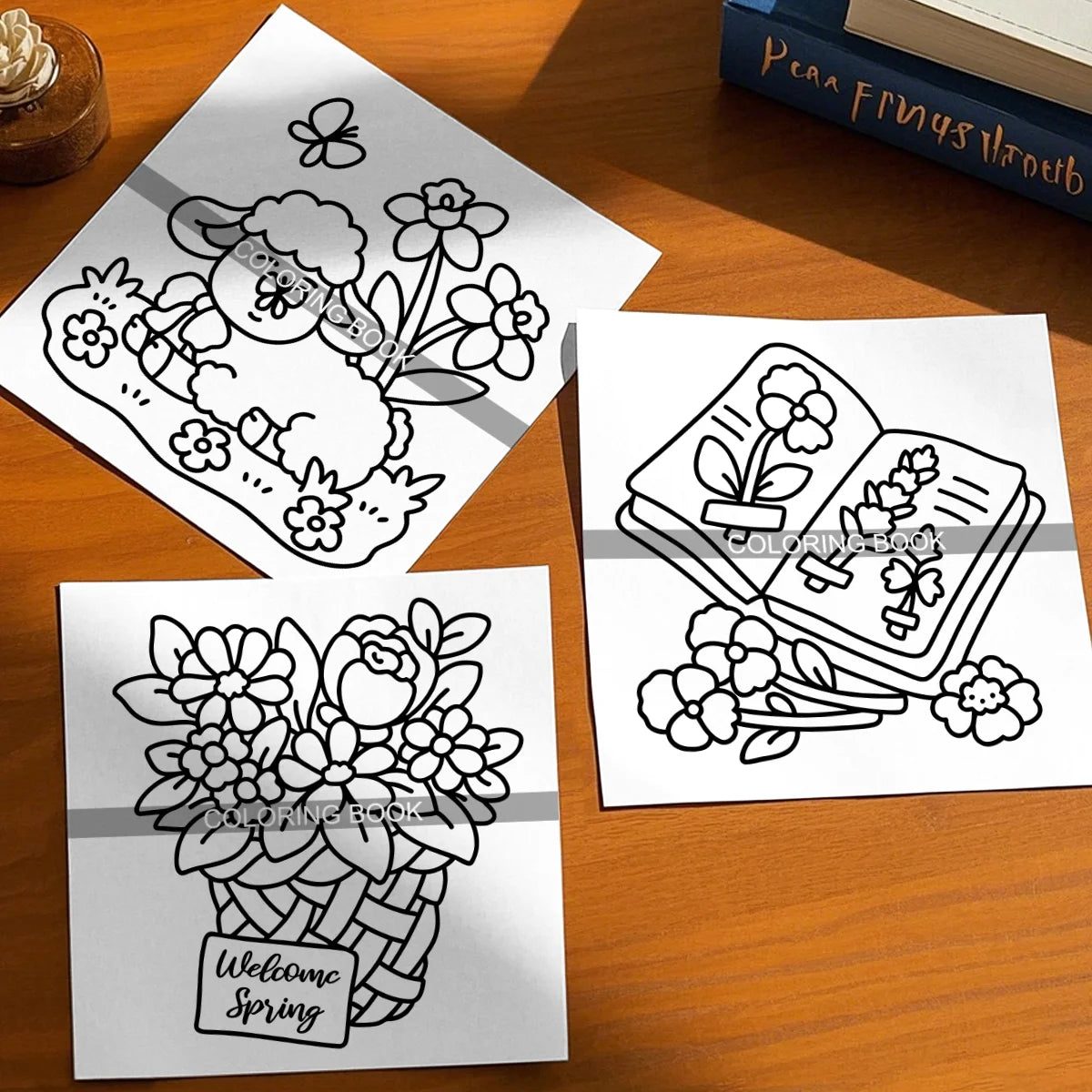 Anti-Stress Spring Coloring Book for Adults Cozy Girl Kawaii Easter Floral Scenes Relaxation Art Therapy Book