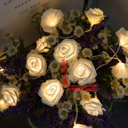 1 5M LED Flower String Lights Artificial Rose Bouquet Romantic Fairy Light Garland Valentines Day Wedding Party Decor