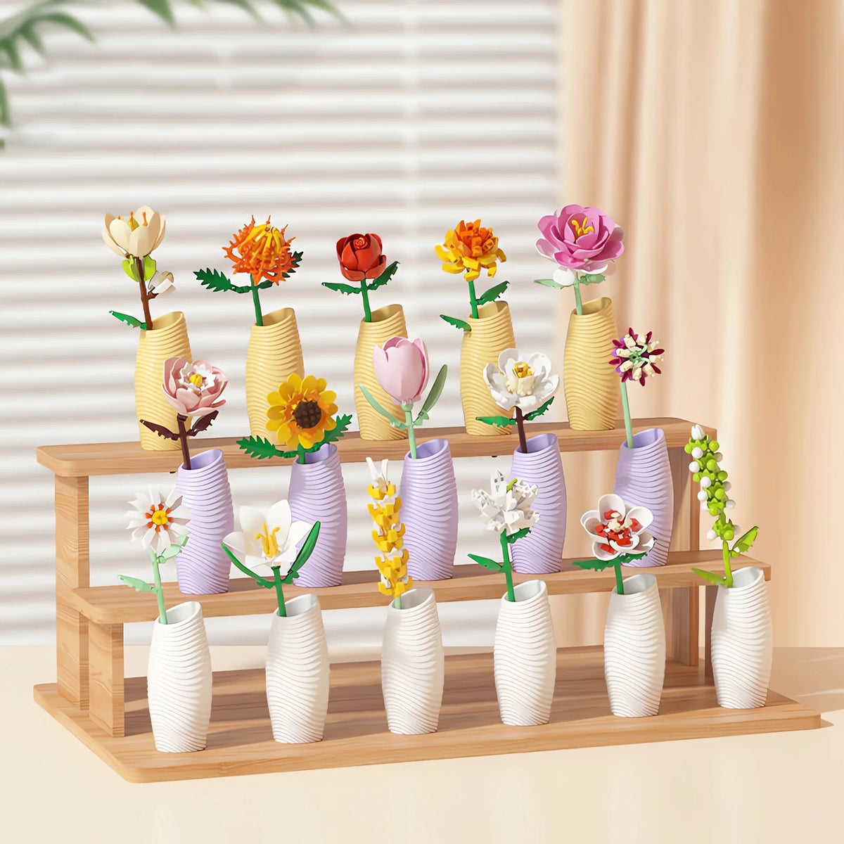 Romantic building block flower decorations, festival gifts, small building block bouquets, handmade bouquets, Valentine's Day