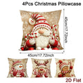 4pcs Merry Christmas 2D Flat Pillowcase Santa Claus Printed Polyester Pillow Cover Family Living Room Sofa Xmas Party Decor