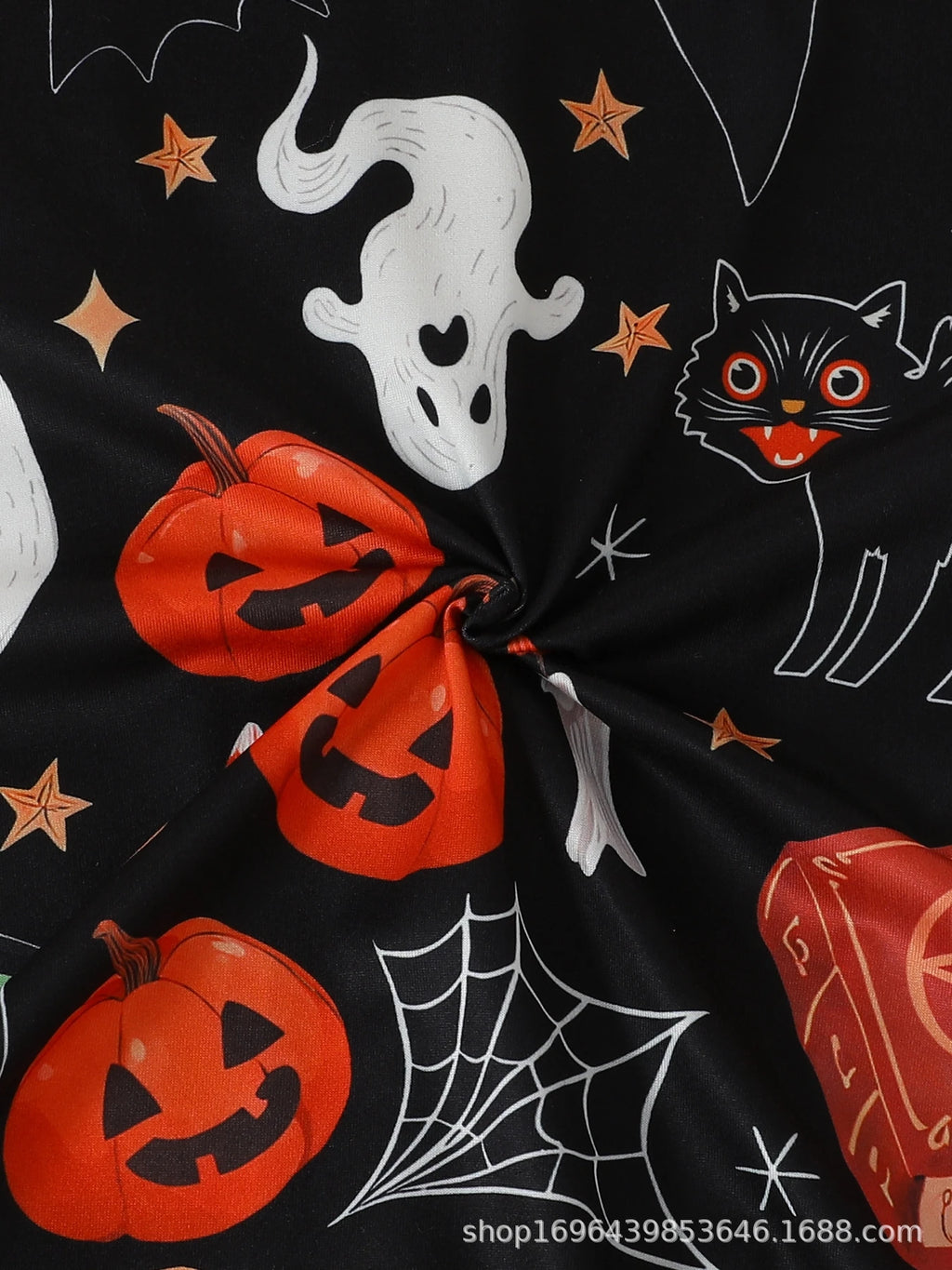 Halloween Women 2Pcs Pajama Set V Collar Long Sleeve Shirt Long Trousers Ghost Skull Moon Print Casual Home Sleepwear