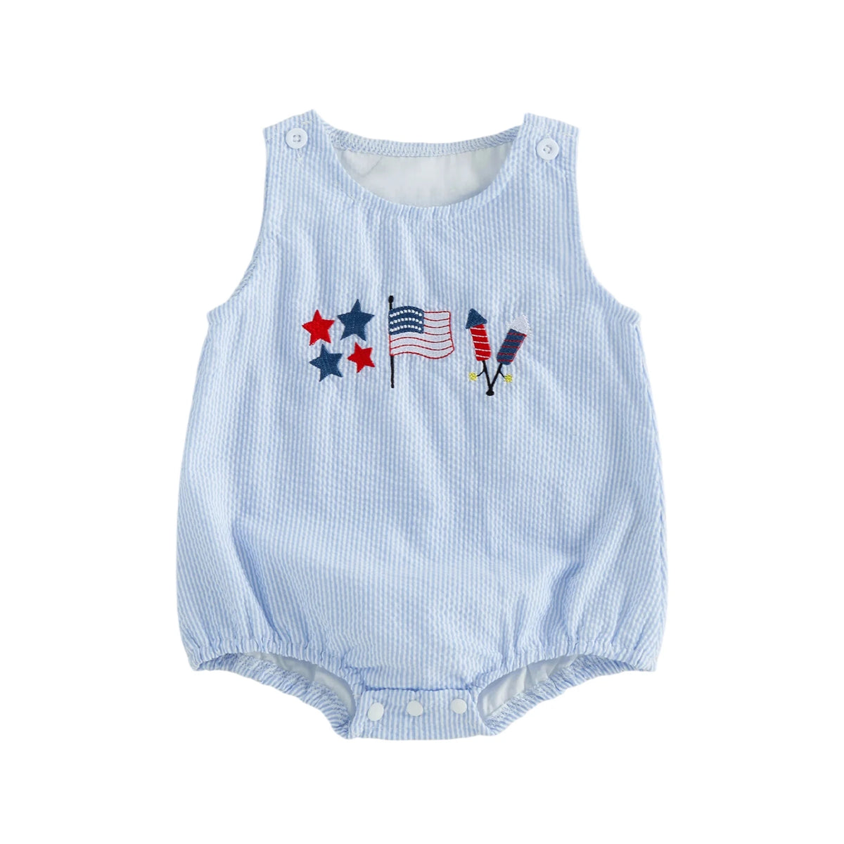 Citgeett Summer Independence Day Infant Baby Boys Striped Bodysuit 4th of July Star Flag Embroidery Sleeveless Jumpsuit Clothes