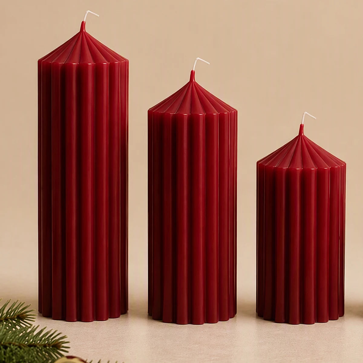 Christmas cylindrical aromatherapy candle set, wine red candle home decoration, Christmas candle center decoration