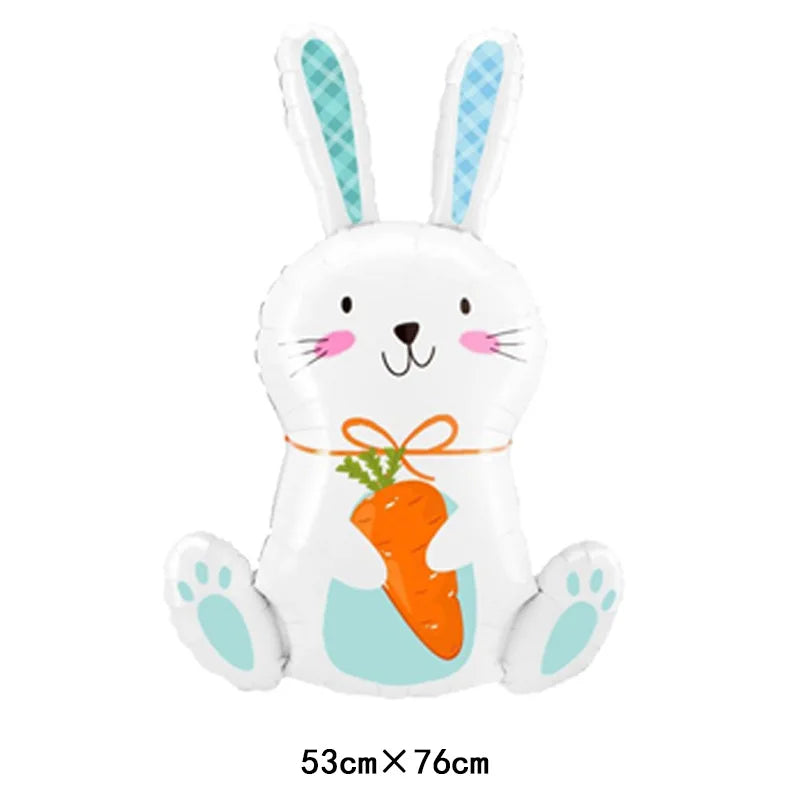 Easter Themed Cartoon Bunny Balloon Baby's First Birthday Decoration Farm Animals Cute Girl's Birthday Party Photo Props Supply