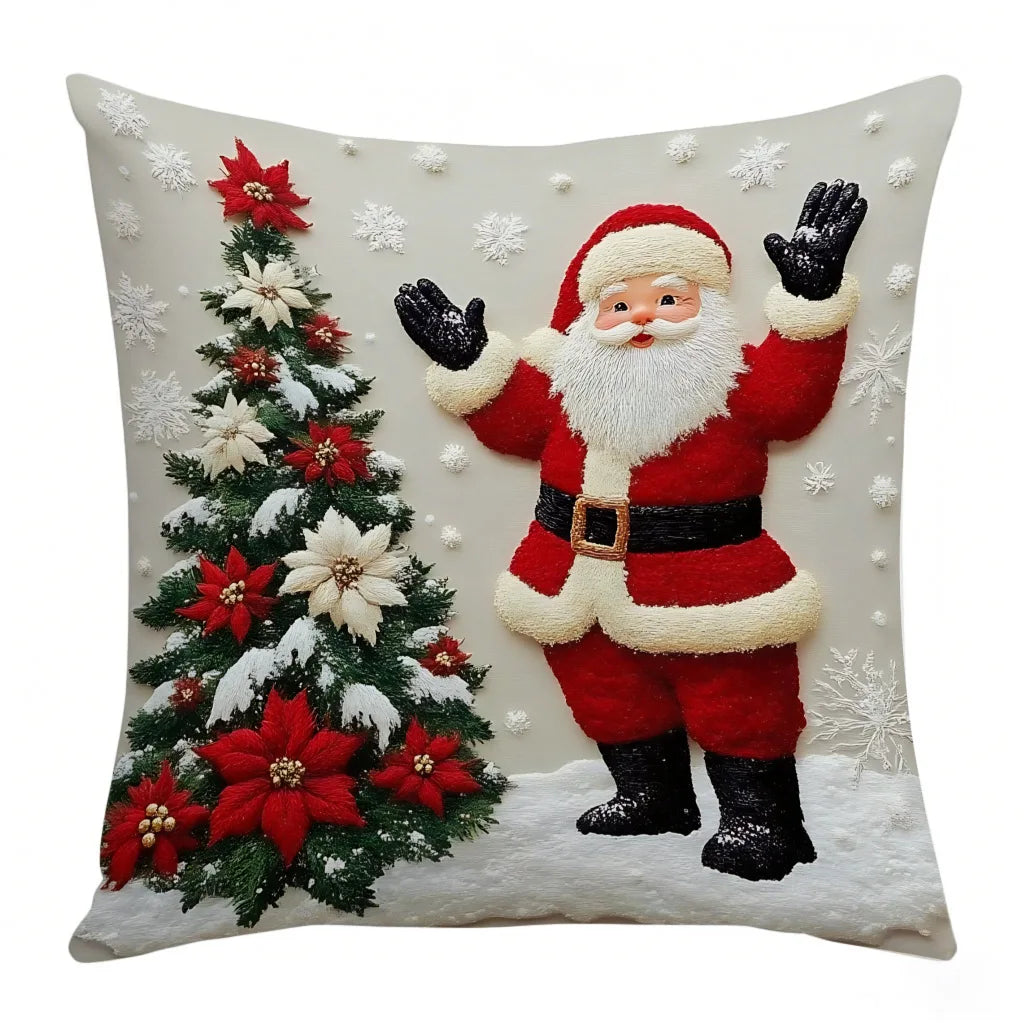 New Christmas Pillow Cases Christmas Decoration Cartoon Print Embroidered Pillow Pad Holiday Decoration Pillow Cover