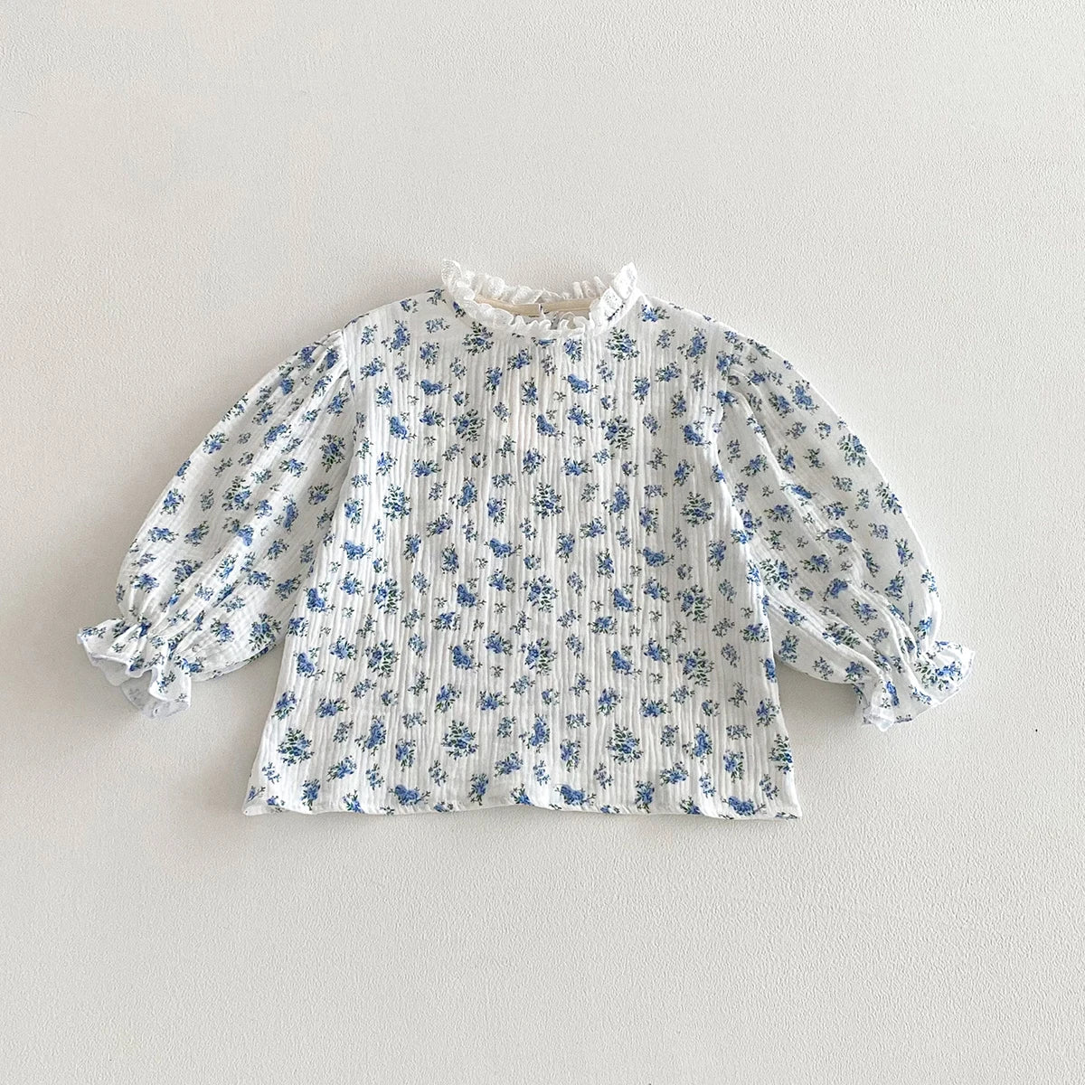 Spring Baby Girls T shirt Little Girls Linen Cotton Long Sleeve Floral Blouses Tees Infant Ruffles Tops Toddler Girl Clothing