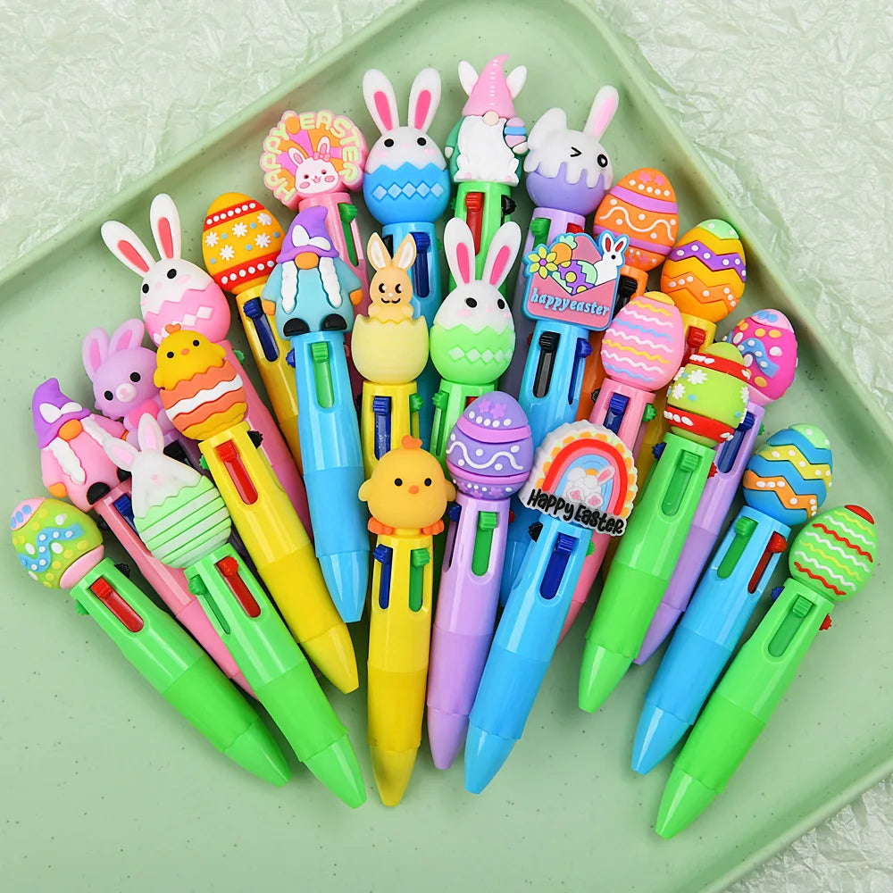 5-30Pcs Cartoon Easter Theme Four Color Pens Easter Carnival Party Birthday Wedding School Kindergarten Gift Prize Basket Filler