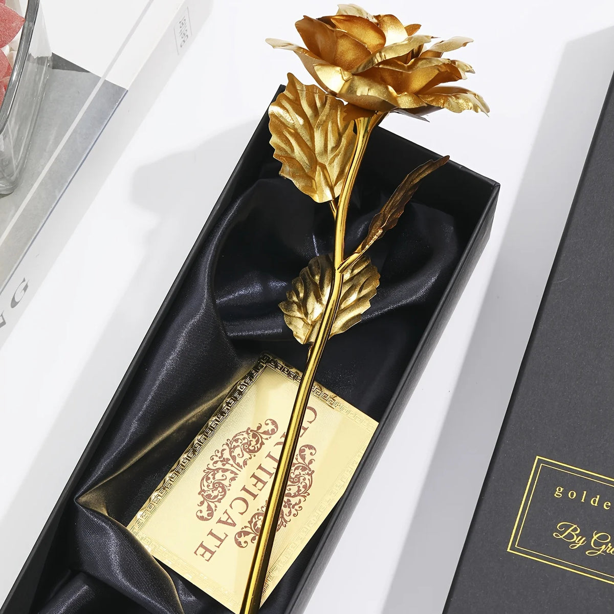 Foil Rose Flower with Gift Box & Card Eternal Rose Gifts for Valentine's Day Thanksgiving Mother's Day Party Favors Decors