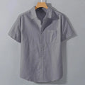 Spring Summer Short Sleeve Shirt for Men Solid Color Lightweight Breathable Stylish Dailywear Casual Lapel Pocket Shirts