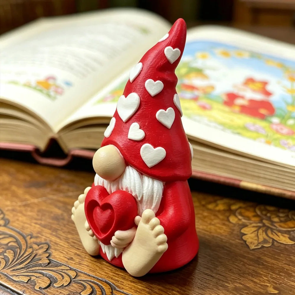 Romantic Valentine's Day Gnome Statue, Adorable Desktop Ornament, Car Ornament, Sculpture Ornaments, Bookshelf Garden Ornaments